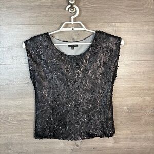 3/$25🛍️ Black Gold Women's Cap Sleeve Sequin Shirt Top